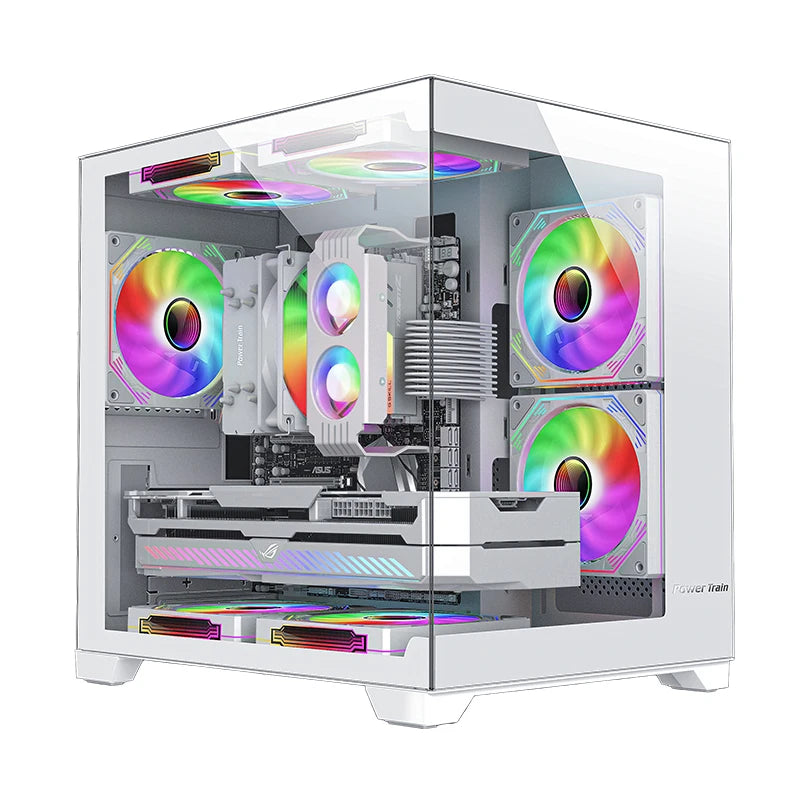 Tectra — Boîtier PC Gamer Vitre Panoramique 270°, Format Horizontal, Compatible ITX/MicroATX, Refroidissement Liquide 240mm